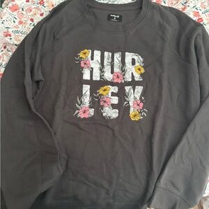 Hurley Black Crewneck Sweater with Cartoon Graphics